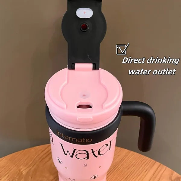 19oz Stainless Steel Tumbler with Straw and Handle