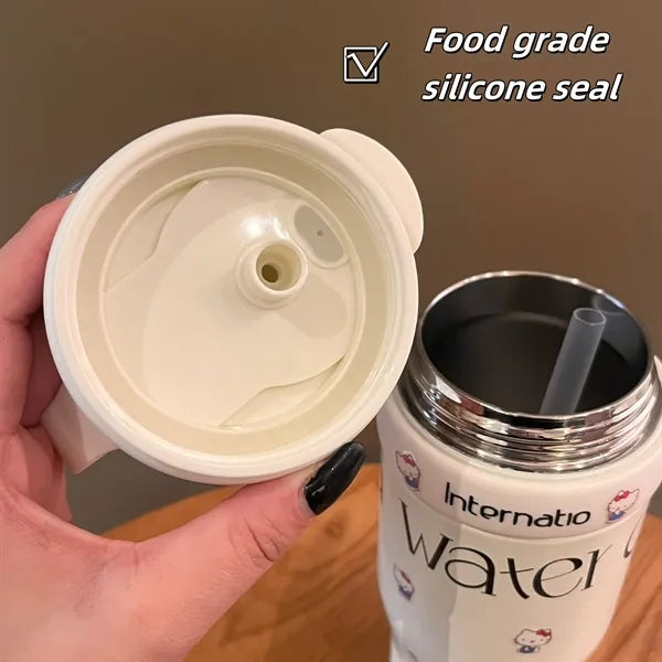 19oz Stainless Steel Tumbler with Straw and Handle