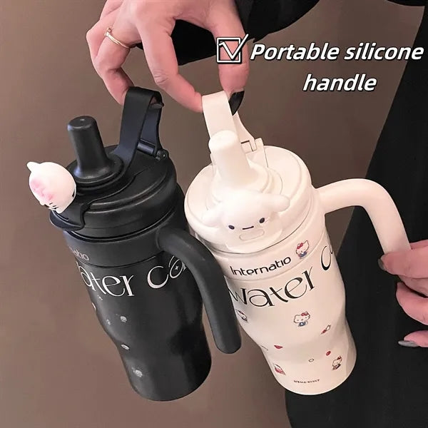19oz Stainless Steel Tumbler with Straw and Handle