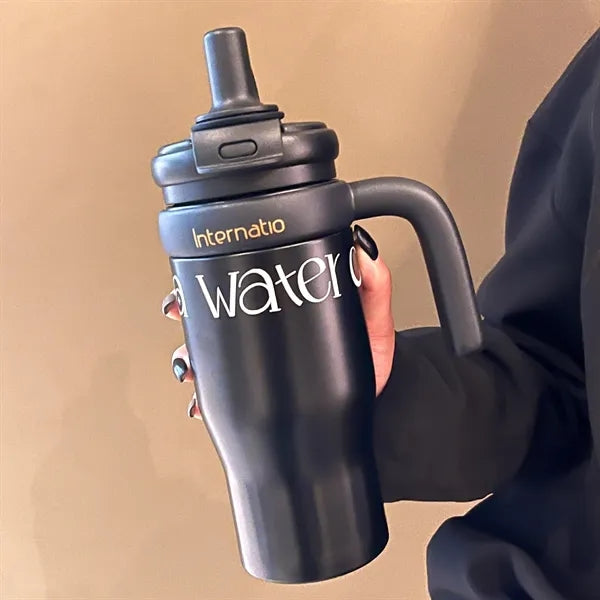 19oz Stainless Steel Tumbler with Straw and Handle