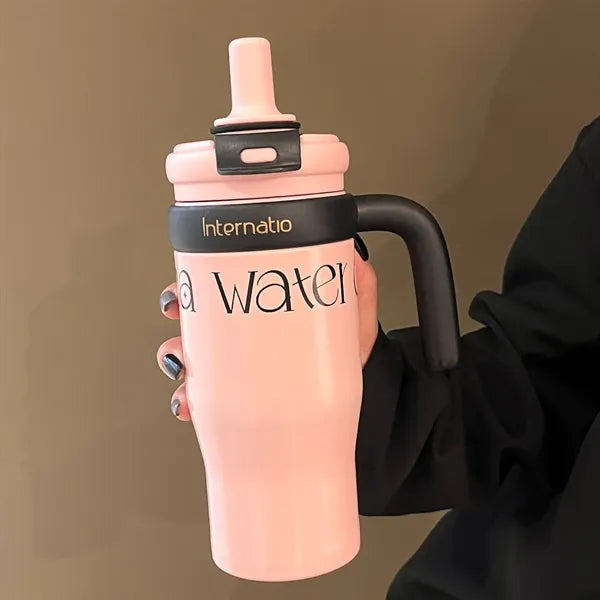 19oz Stainless Steel Tumbler with Straw and Handle