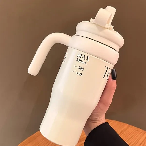 19oz Stainless Steel Tumbler with Straw and Handle