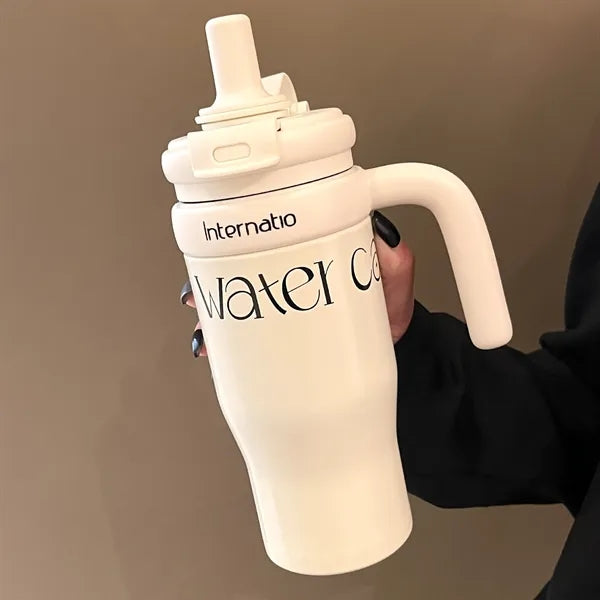 19oz Stainless Steel Tumbler with Straw and Handle