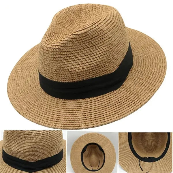 Unisex Stylish Wide Brim Beach Cowboy Sun Straw Panama Hat