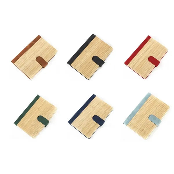 A5 Bamboo Cover Business Notebook with Magnetic Closure