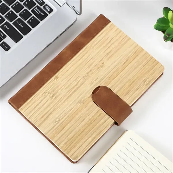A5 Bamboo Cover Business Notebook with Magnetic Closure