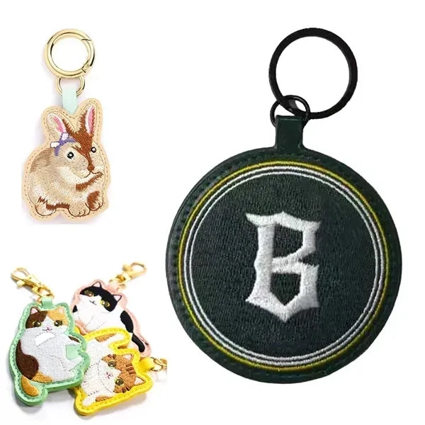Embroidery Leather Keychain