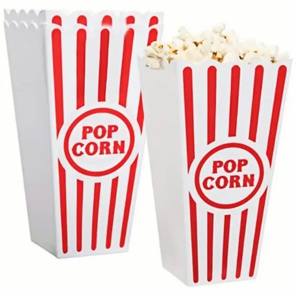 Plastic Red White Striped Classic Popcorn Containers