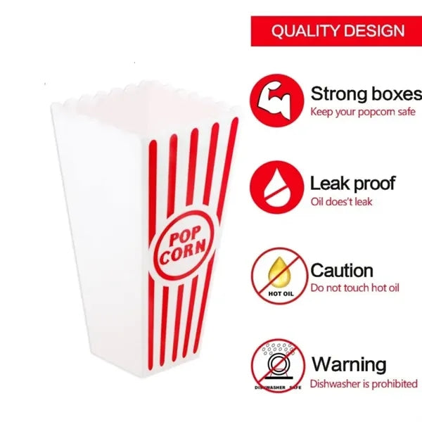Plastic Red White Striped Classic Popcorn Containers