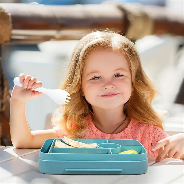 Kids Food Grade Plastic Lunch Bento Box w/ Fork