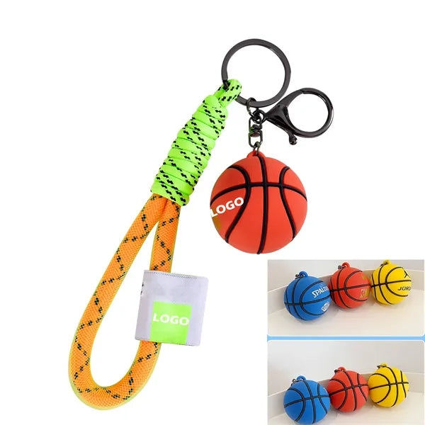 PVC Soft Rubber Basketball Keychain Sports Key Ring