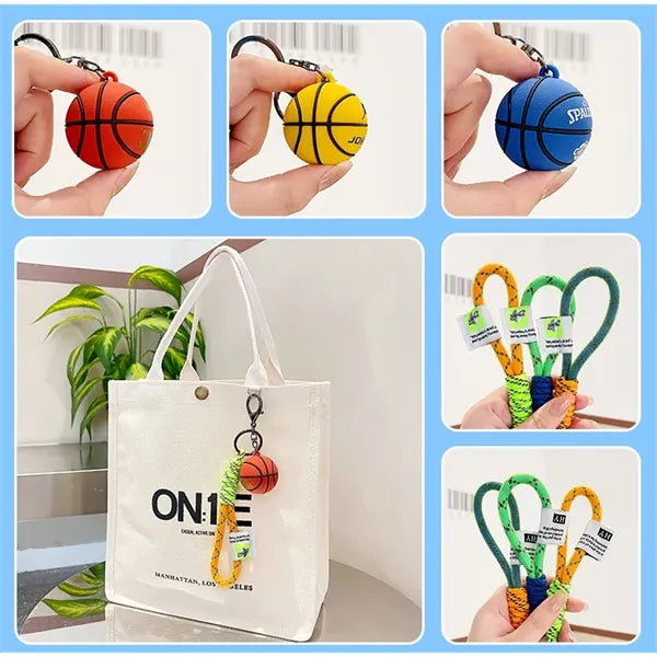 PVC Soft Rubber Basketball Keychain Sports Key Ring