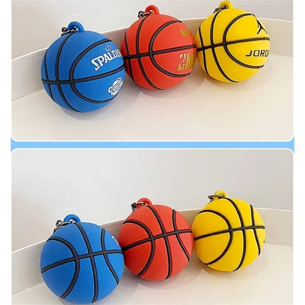 PVC Soft Rubber Basketball Keychain Sports Key Ring