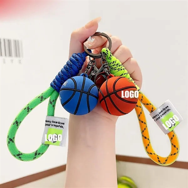PVC Soft Rubber Basketball Keychain Sports Key Ring