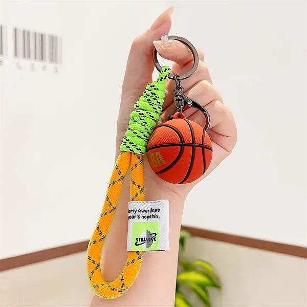 PVC Soft Rubber Basketball Keychain Sports Key Ring