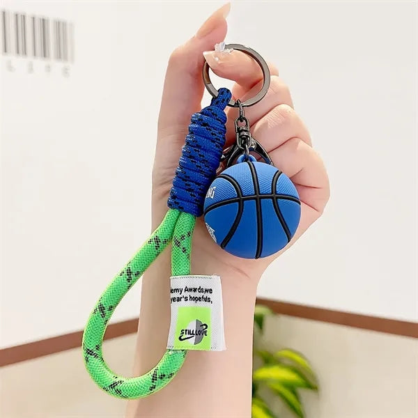PVC Soft Rubber Basketball Keychain Sports Key Ring