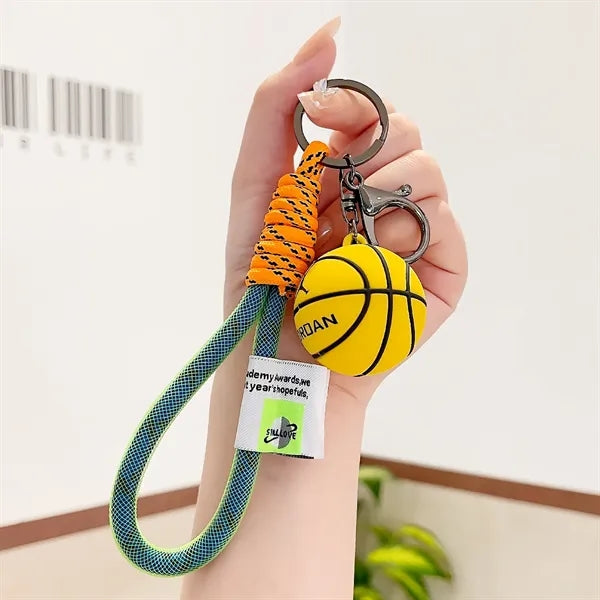 PVC Soft Rubber Basketball Keychain Sports Key Ring
