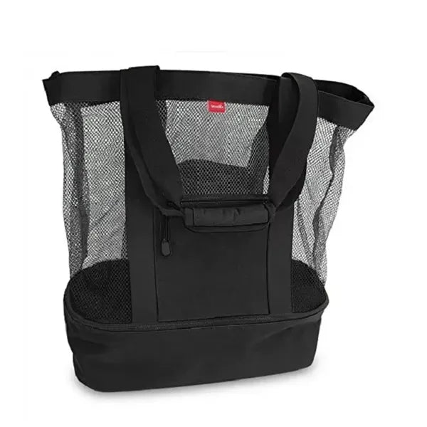 Foldable Mesh Beach Tote Bags w/ Cooler Compartment Storage