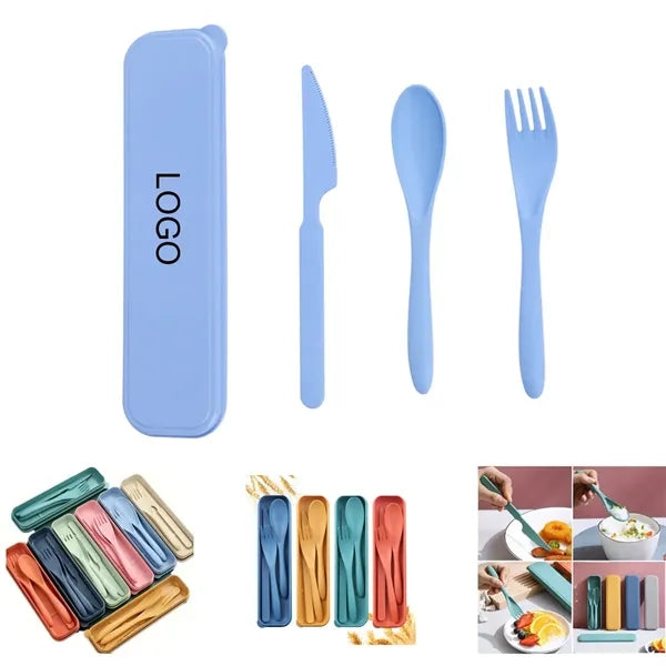 Wheat Straw Portable Knife Fork Spoons Tableware