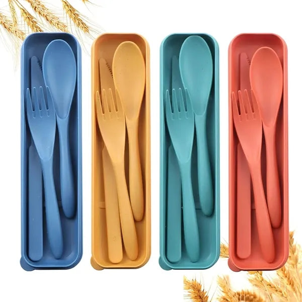 Wheat Straw Portable Knife Fork Spoons Tableware