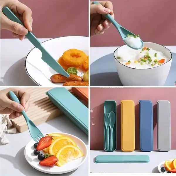 Wheat Straw Portable Knife Fork Spoons Tableware