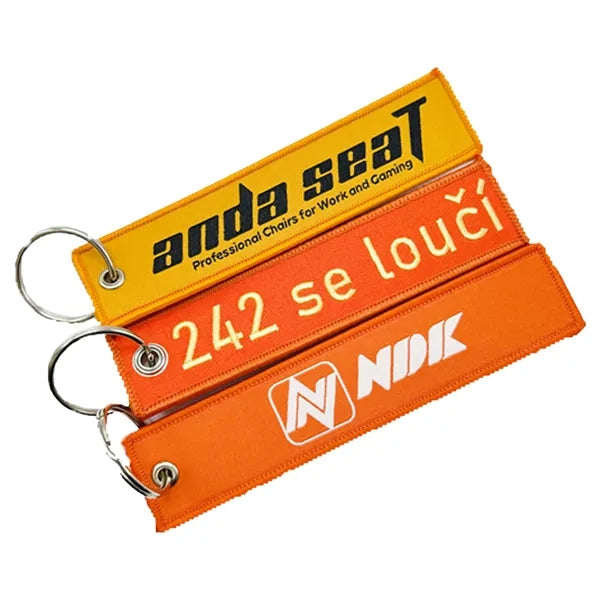 Embroidered Woven Tag Keychain