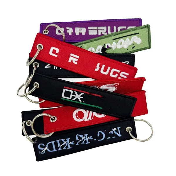 Embroidered Woven Tag Keychain