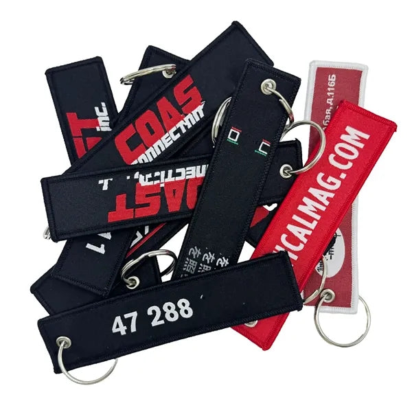 Embroidered Woven Tag Keychain