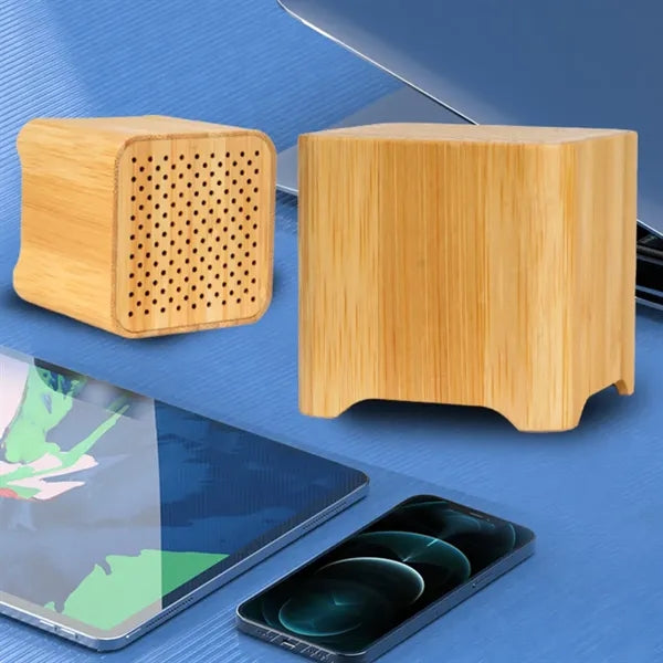 Eco-Friendly Bamboo Wood Cube Bluetooth Wireless Speaker