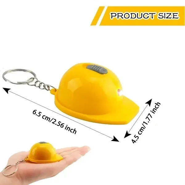 Mini Construction Helmet Keychain Bottle Opener Flashlight