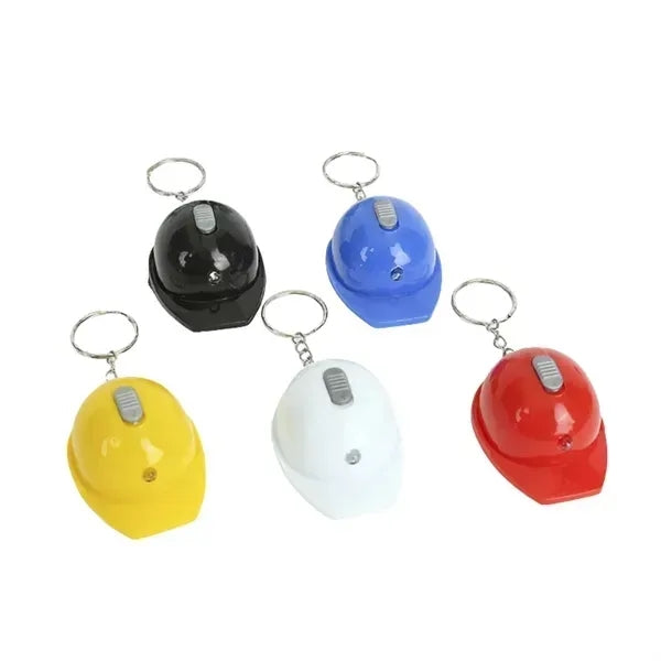 Mini Construction Helmet Keychain Bottle Opener Flashlight