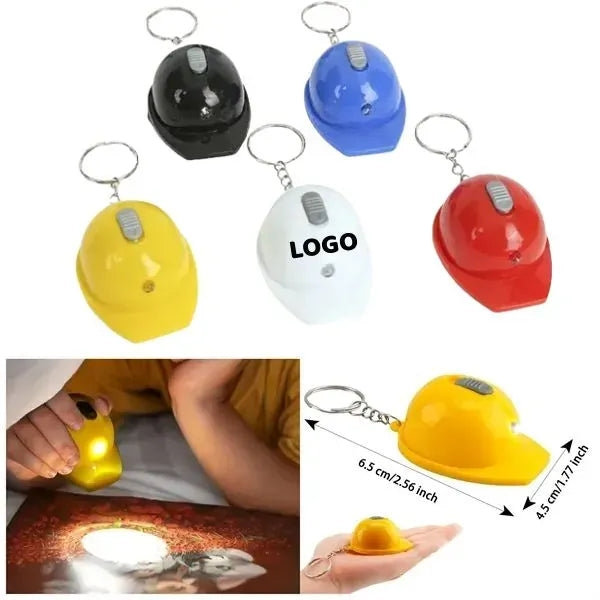 Mini Construction Helmet Keychain Bottle Opener Flashlight