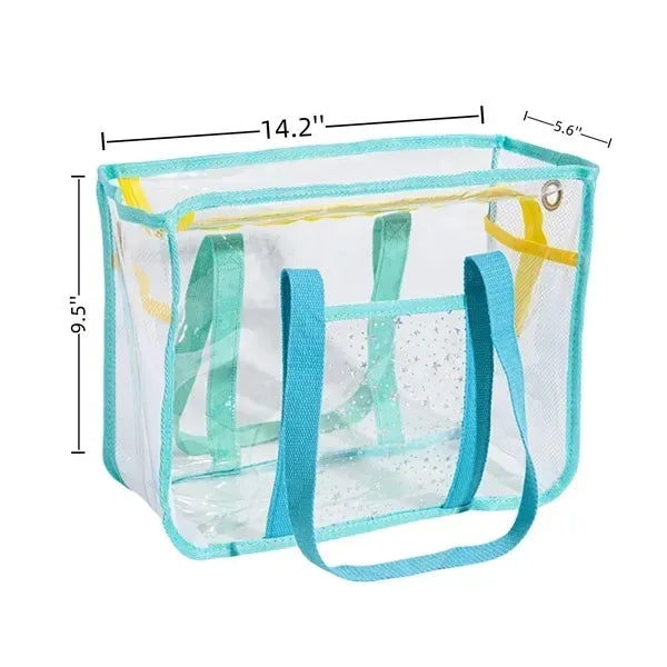 Clear PVC Zipper Beach Tote Bag - Large Capacity