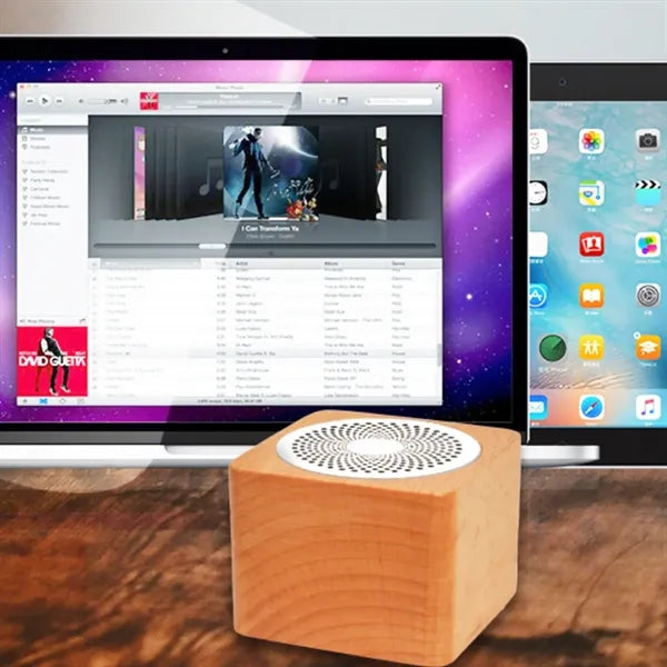 Natural Cube Wood Bluetooth Wireless Speaker