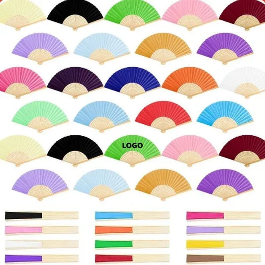 Colorful Bamboo Hand Fan - Foldable Eco-Friendly Design