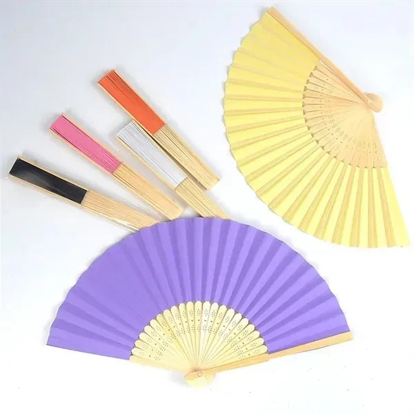 Colorful Bamboo Hand Fan - Foldable Eco-Friendly Design