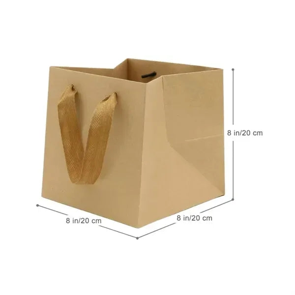 Square Kraft Paper Gift Tote Bag - Durable and Sturdy