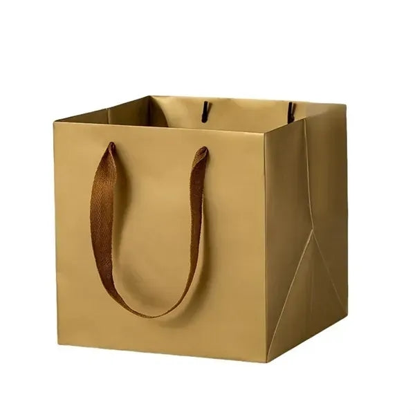 Square Kraft Paper Gift Tote Bag - Durable and Sturdy
