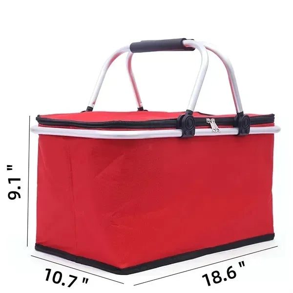 Collapsible Insulated Picnic Basket - Portable Bag