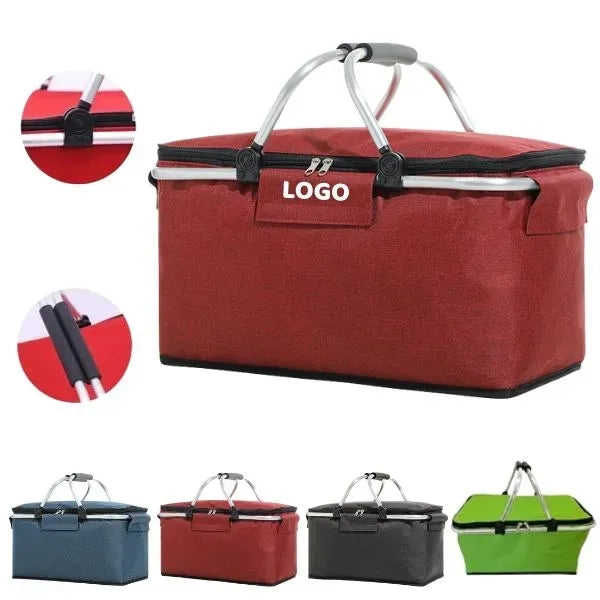 Collapsible Insulated Picnic Basket - Portable Bag