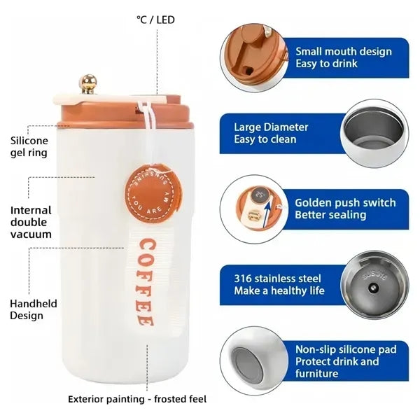 Premium Insulated Stainless Steel Coffee Mug - 15oz Capacity