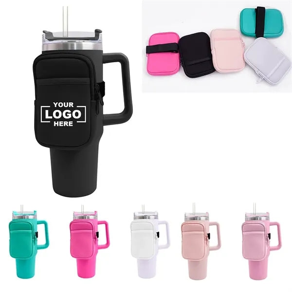 Neoprene Zipper Pocket Tumbler Sleeve For 40oz Mug