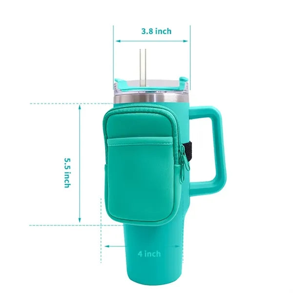 Neoprene Zipper Pocket Tumbler Sleeve For 40oz Mug
