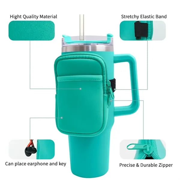 Neoprene Zipper Pocket Tumbler Sleeve For 40oz Mug