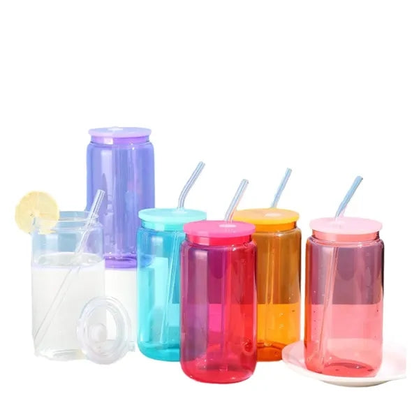 16oz Clear Drinking Glasses Mason Jars with Lid and Straw