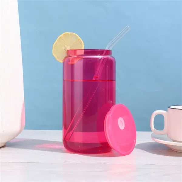 16oz Clear Drinking Glasses Mason Jars with Lid and Straw