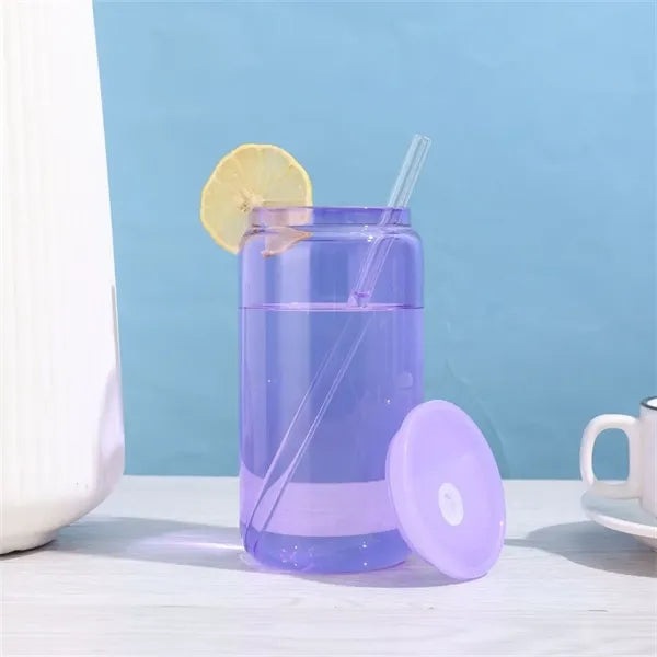 16oz Clear Drinking Glasses Mason Jars with Lid and Straw