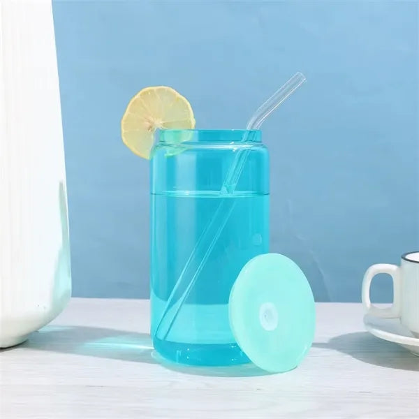 16oz Clear Drinking Glasses Mason Jars with Lid and Straw