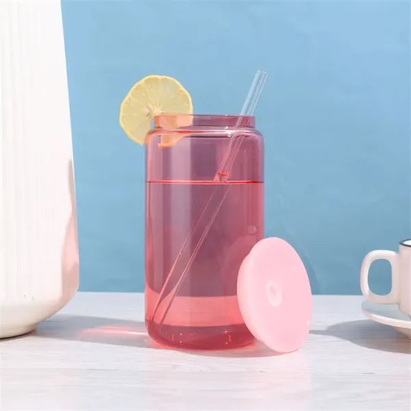 16oz Clear Drinking Glasses Mason Jars with Lid and Straw