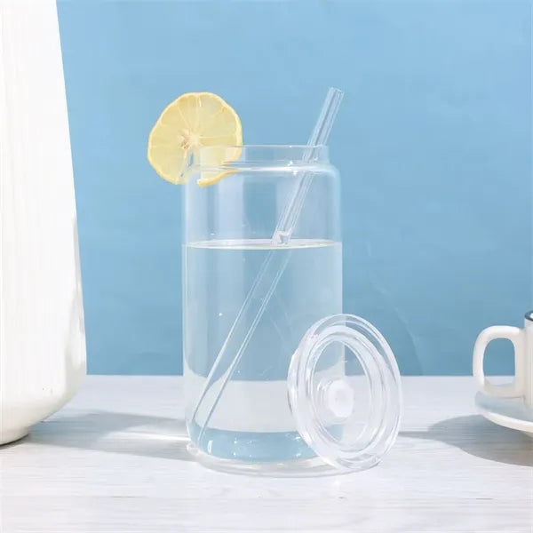 16oz Clear Drinking Glasses Mason Jars with Lid and Straw